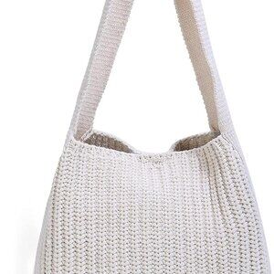 Women's Crochet Tote Bag Eco-Friendly Knitted Shoulder Bag Travel Daily Use